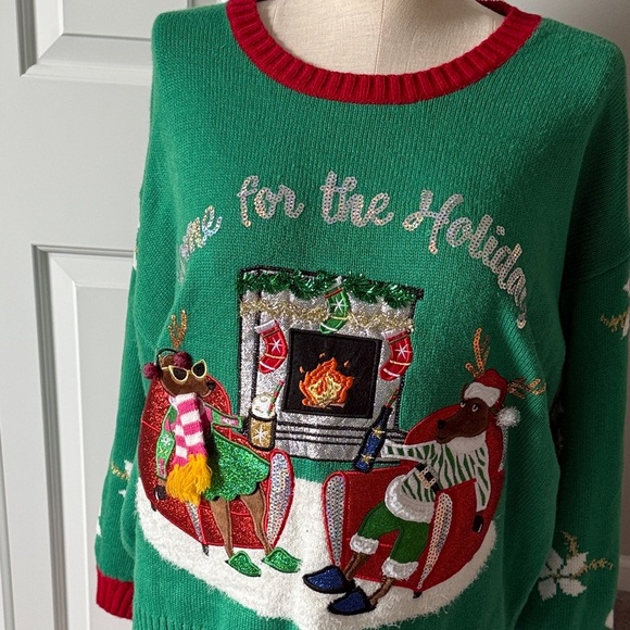 33 Degrees home for the Holidays Festive Green Sweater size XL - Picture 4 of 8